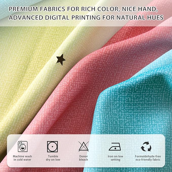 XiDi Pink Blue Yellow 54 Inches Curtains for Girls Bedroom 2 Panels Set, Blackout Rainbow Curtains for Kids Room Decor, Unicorn Wall Decals Drapes for Little Girl Nursery Room 52 Inches Wide
