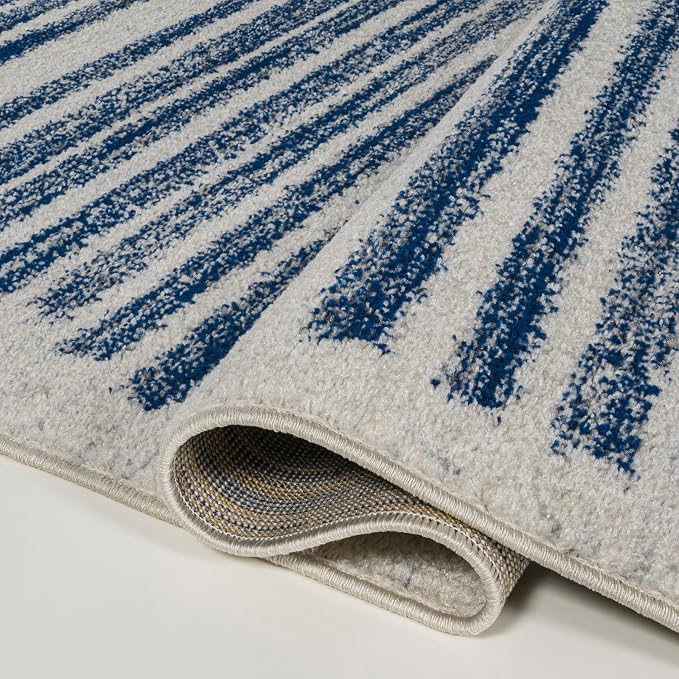JONATHAN Y Khalil Modern Berber Stripe Cream/Navy Indoor Area Rug, 8x10, Contemporary, Bohemian, Easy-Cleaning for Living Room, Bedroom, Kitchen, Pet Friendly, Non-Shedding (MOH207E-8)