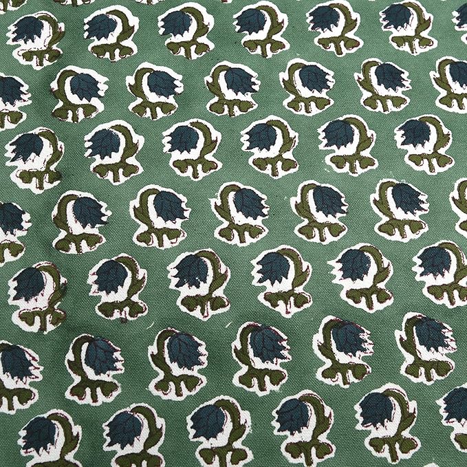 Ridhi Block Print Basil Green Pillow Cover 18" x 18" (Pack of 2) Decorative Couch Pillows for Living Room, Chic Boho Cute Outdoor Pillows Covers Gifts for Spring, Easter and Valentine