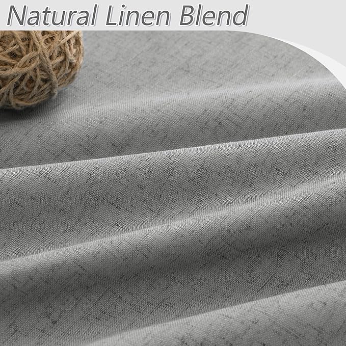 Guken 100% Blackout Linen Curtains 72 Inch Length 2 Panels Set for Living Room Bedroom Back Tab Thermal Insulated Black Out Linen Drapes Room Darkening Window Curtains,Dark Grey