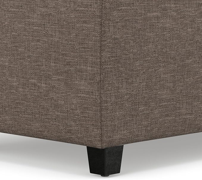 SIMPLIHOME Avalon Storage Ottoman Bench - 48" Wide x 16" High Upholstered Linen Look Fabric Rectangular Lift-Top Ottoman in Fawn Brown, Contemporary Bench for Living Room with High-Density Foam