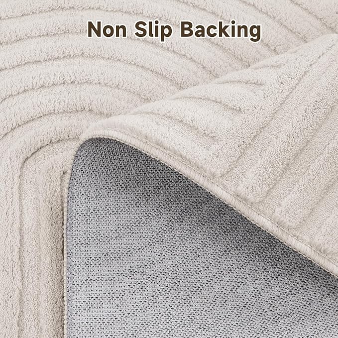 Pauwer 3x8 Washable Area Rugs for Living Room Modern Beige Solid Color Soft Fluffy Rugs for Bedroom Non Slip Boho Accent Indoor Mat Floor Carpet Cover for Kids Dining Room Kitchen Office