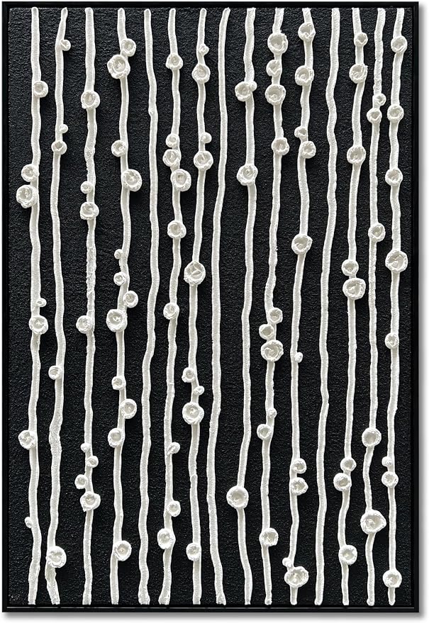 NANKAI Art Hand-Painted White Texture Art Modern Minimalist Decorative Oil Paintings are Suitable for Home Corridor Wall Decoration 36x24 Inches (with Solid Wood Exterior Frame)