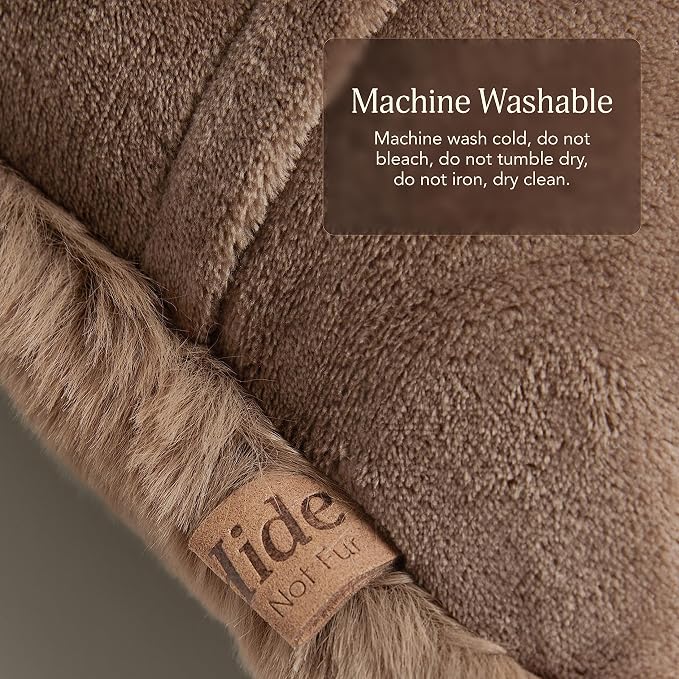 UnHide Squish Lumbar Pillow - Faux Fur Pillow - Extra Soft, Rectangular Shaped with Polyester Fill - Machine Washable - 10” x 18” - Mocha Sharpei