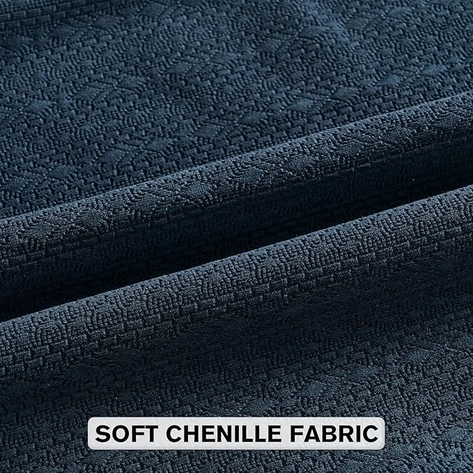 FUTEI Navy Blue Chenille Throw Pillow Covers 24x24 Inch Set of 2,Soft Striped & Diamond Textured European Cushion Cases,Modern Home Decor for Couch Living Room