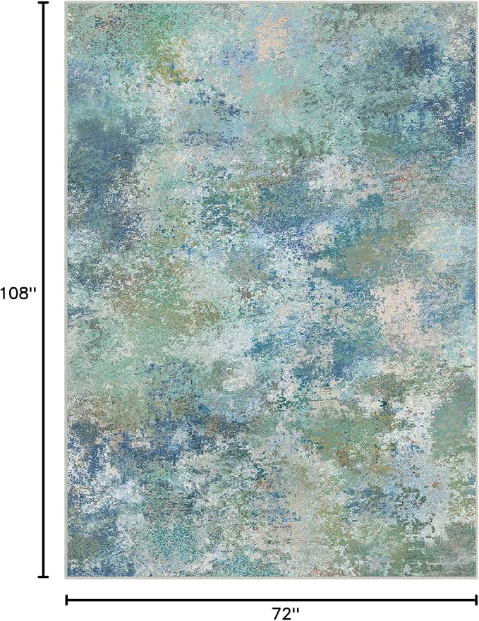 BEIMO Area Rugs 6x9 for Living Room Bedroom, Modern Abstract Machine Washable Rug, Large Soft Low Pile Floor Carpet with Non Slip Backing for Dining Room, Blue Green