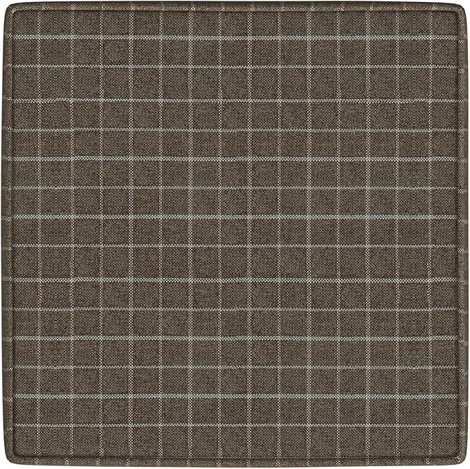 Homepop Home Decor Classic Square Storage Ottoman with Lift Off Lid | Ottoman with Storage for Living Room & Bedroom, Brown Window Pane Fabric