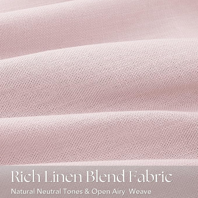 Pink Pinch Pleated Linen Curtains 45 Inch Length 2 Panels for Living Room Bedroom Textured Pink Semi Sheer Drapes Pinch Pleat Rings Window Curtain 40x45