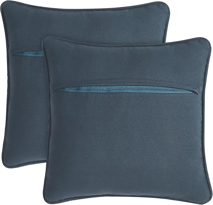 Boho Living Jada Decorative Throw, Includes Accent, Premium Woven Design, Living Room Décor, (2) 20" x 20" Pillow Cover with Insert, Indigo
