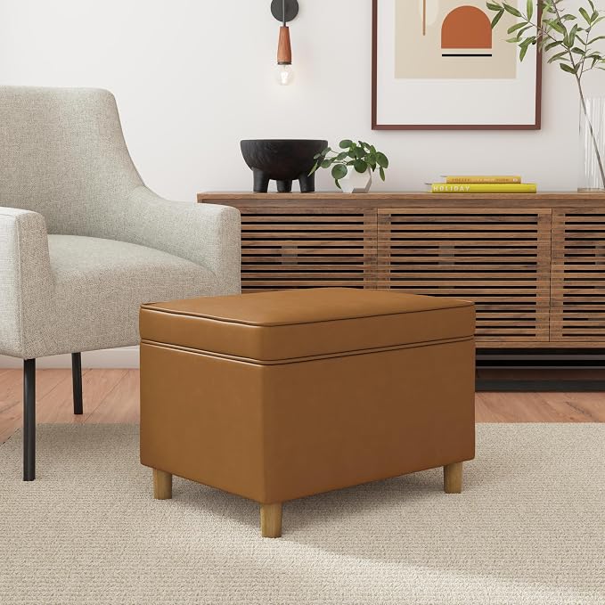 Spatial Order 24" Dinah Collection Storage Ottoman - Carmel Faux Leather