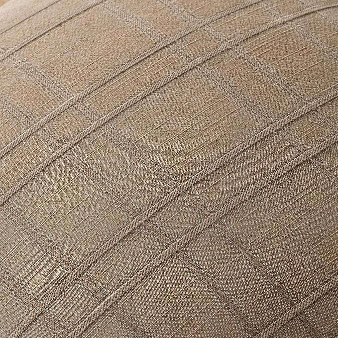 MIULEE Decorative Linen Check Euro Shams Throw Pillow Covers Neutral Farmhouse Vintage Pillow Covers 24x24 Set of 2 Boho Modern Winter Home Decor for Sofa Couch Bedroom Cushion Light Brown