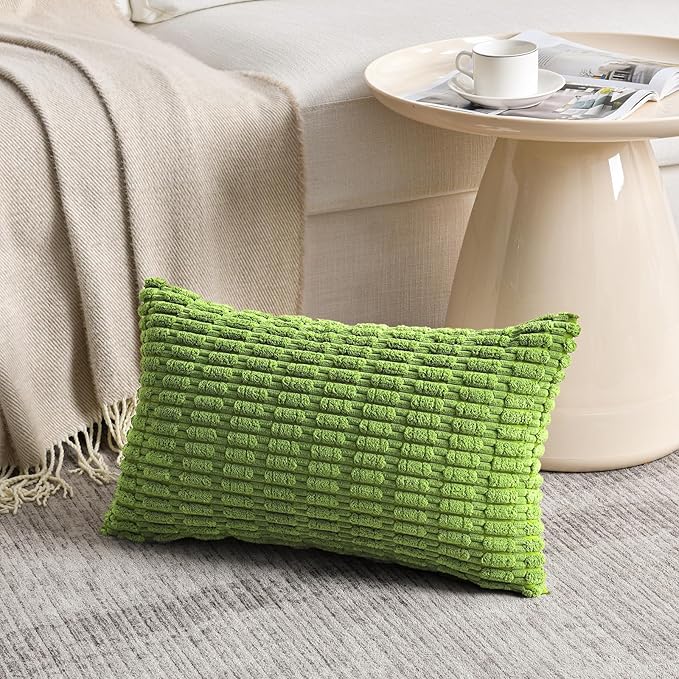 Fancy Homi 4 Packs Decorative Throw Pillow Covers for Living Room Couch Bed, Modern Farmhouse Boho Home Décor Accent Cushion Case, 20" x 12" (Pack of 4), Lime Green
