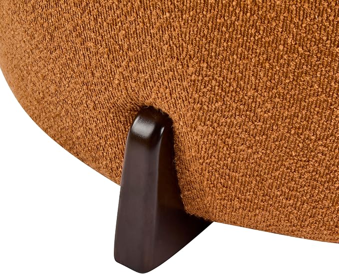 Christopher Knight Home Tatia Modern Bouce Upholstered Ottoman Coffee Table, Multi-Functional Sofa Footrest with Wooden Frame, Extra Seating for Living Room, Bedroom, Entryway, Brown+Pumpkin Orange