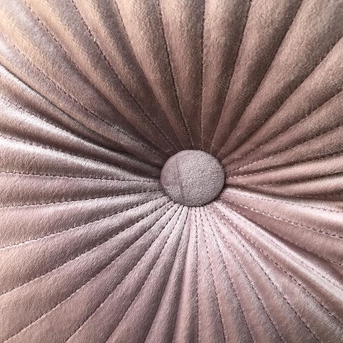 Teieas Velvet Round Throw Pillow Pleated Round Pillow Cushion Decoration for Couch Chair Bed Car Pink