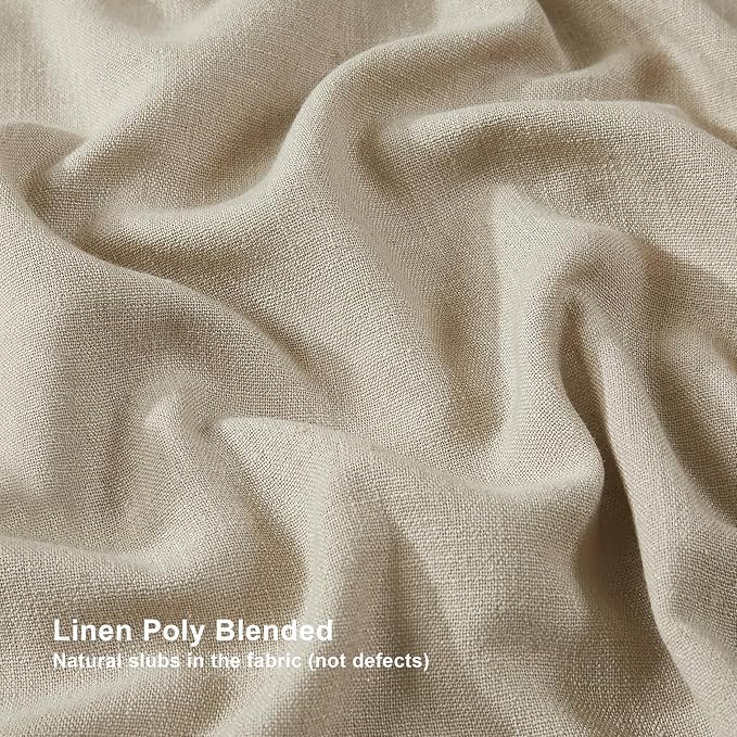 Vision Home Sand Pinch Pleated Full Blackout Curtains Linen Blended Room Darkening Window Curtains 84 inch for Living Room Bedroom Thermal Insulated Pinch Pleat Drapes with Hooks 1 Panel 60" Wx84 L