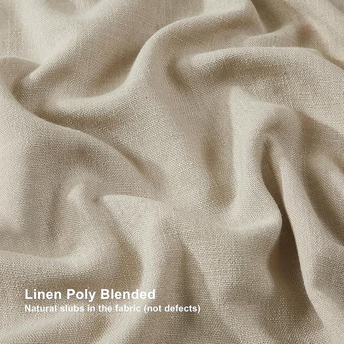 Vision Home Sand Pinch Pleated Full Blackout Curtains Linen Blended Room Darkening Window Curtains 102 inch for Living Room Bedroom Thermal Insulated Pinch Pleat Drapes with Hooks 40" Wx102 Lx2