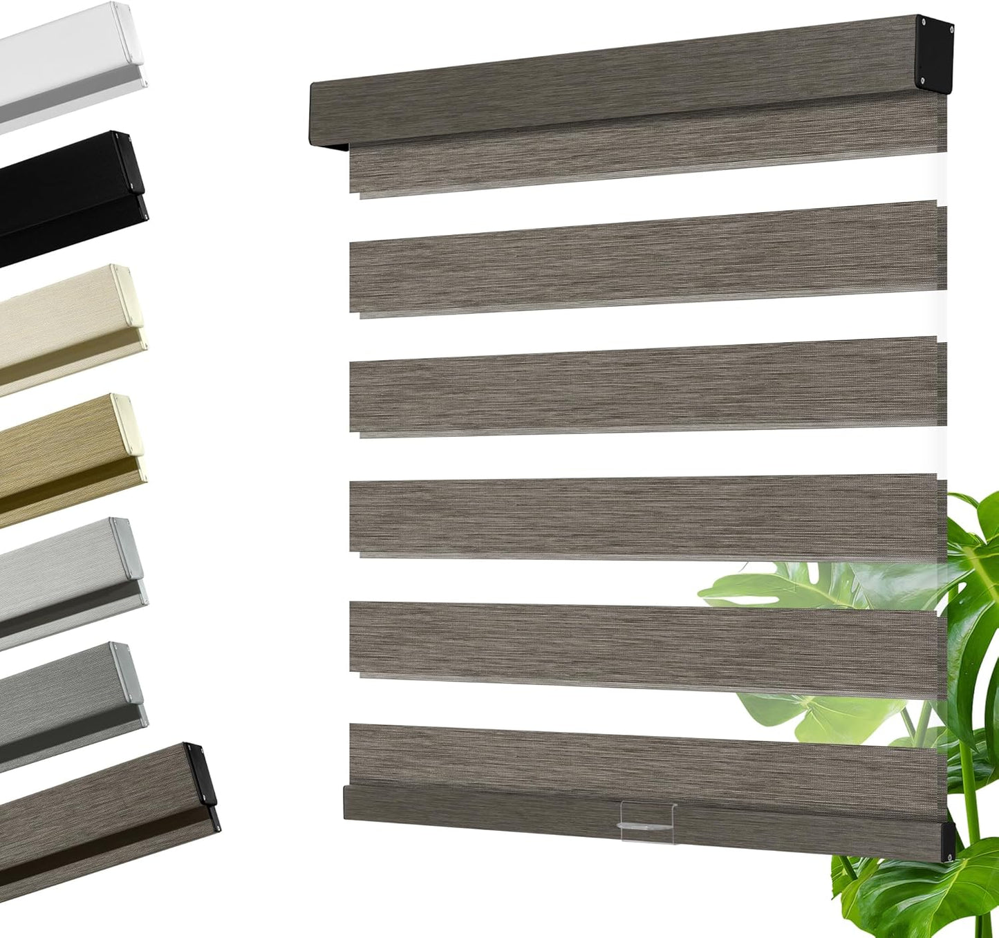 Cordless Zebra Blinds for Windows, Blackout Interior Blinds,Easy to Install,UV Protection,for Offices and Home,Custom Roller Shades, Mousse Dark Bown,85" W x 80" H