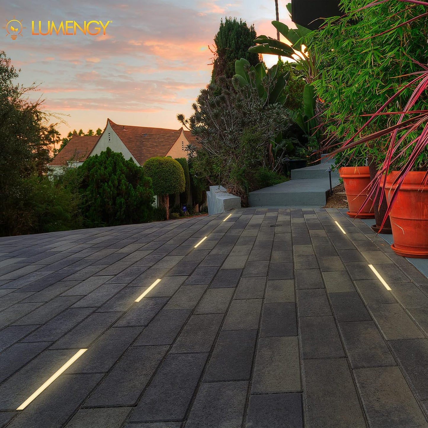 LUMENGY Paver Light Slim 0.5x14 Inch(0.55 x 13.77 inches) Glare-Free Steel Lighting for Pavers, Brick, Walls, Driveways, Walkways & Pathways, 2700K Warm White, Waterproof, Drive-Over, 12V AC/DC Wired.