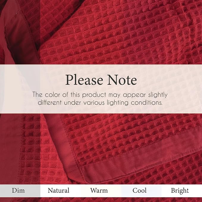 Salt Earth GOTS Certified 100% Organic Cotton Throw Blanket, 55"x60" Waffle Blankets & Throws for Bed, Throw Blanket for Couch, Cozy Christmas Blankets and Throws for Christmas Gifts (Red Dahlia)