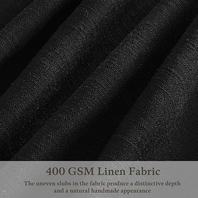 Pinch Pleated Black Linen Curtains 84 Inches Long 2 Panels Set for Living Room Bedroom Dining Pinch Pleat Back Tab Light Filtering Boho Farmhouse Neutral Window Curtain Drapes 84 Inch Length W50xL84