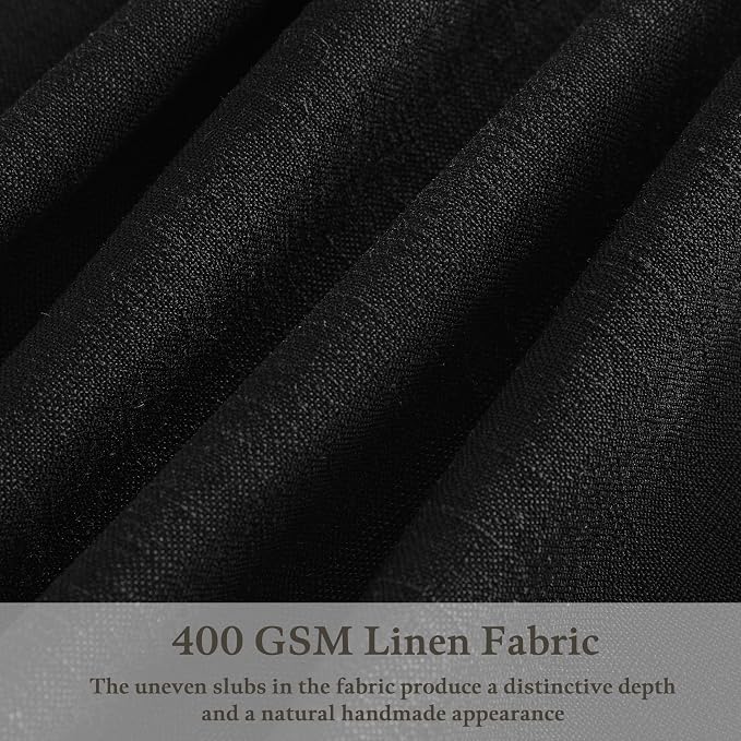 Black Linen Curtains 102 Inches Long for Living Room Pinch Pleated Drape with Hooks Rings for Track System Back Tab Light Filtering 102 Inch Curtain for Bedroom Sliding Patio Door 2 Panels 50x102