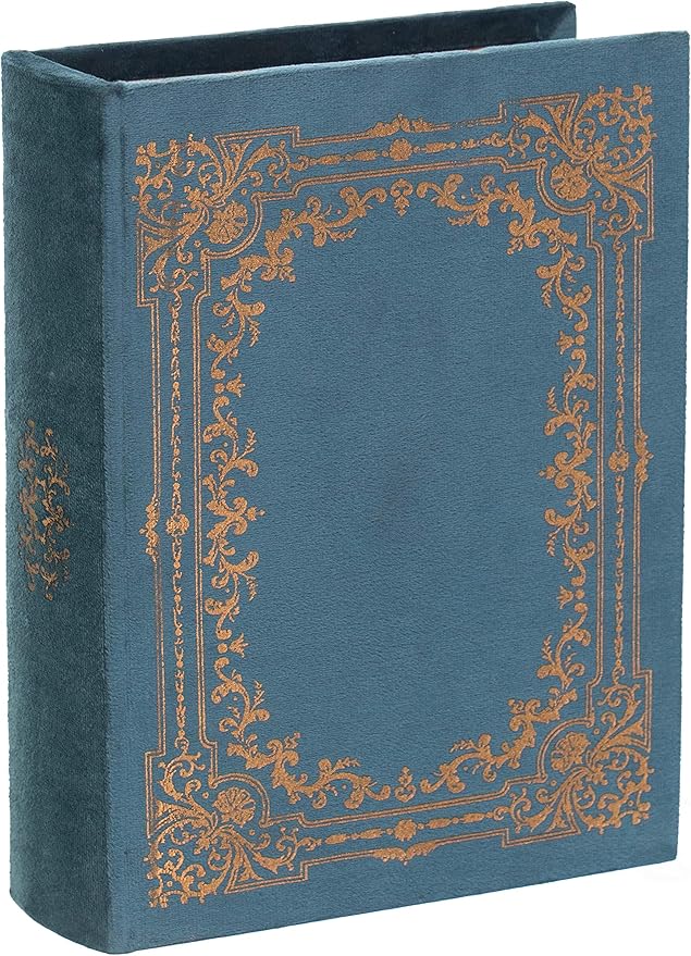 Decorative Vintage Book Shaped Trinket Storage Box - Blue