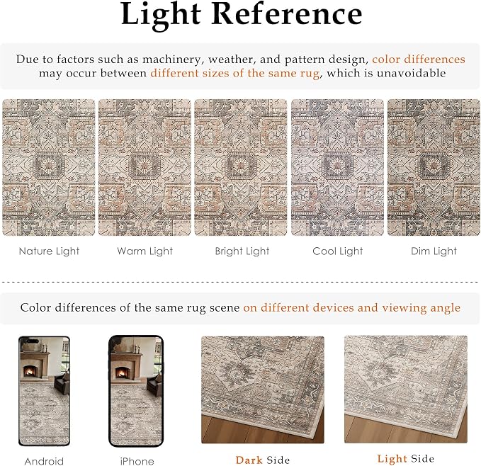 2x3 Washable Vintage Area Rug Brown Oriental Soft Entryway Throw Rug Neutral Non Slip Low Pile Small Carpet for Kitchen Bathroom Living Room Bedroom