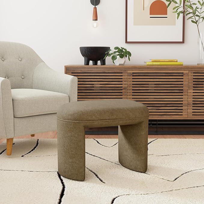 HomePop Quinn Modern Ottoman|Homepop Home Décor|Ottoman for Living Room & Bedroom - Mocha Velvet