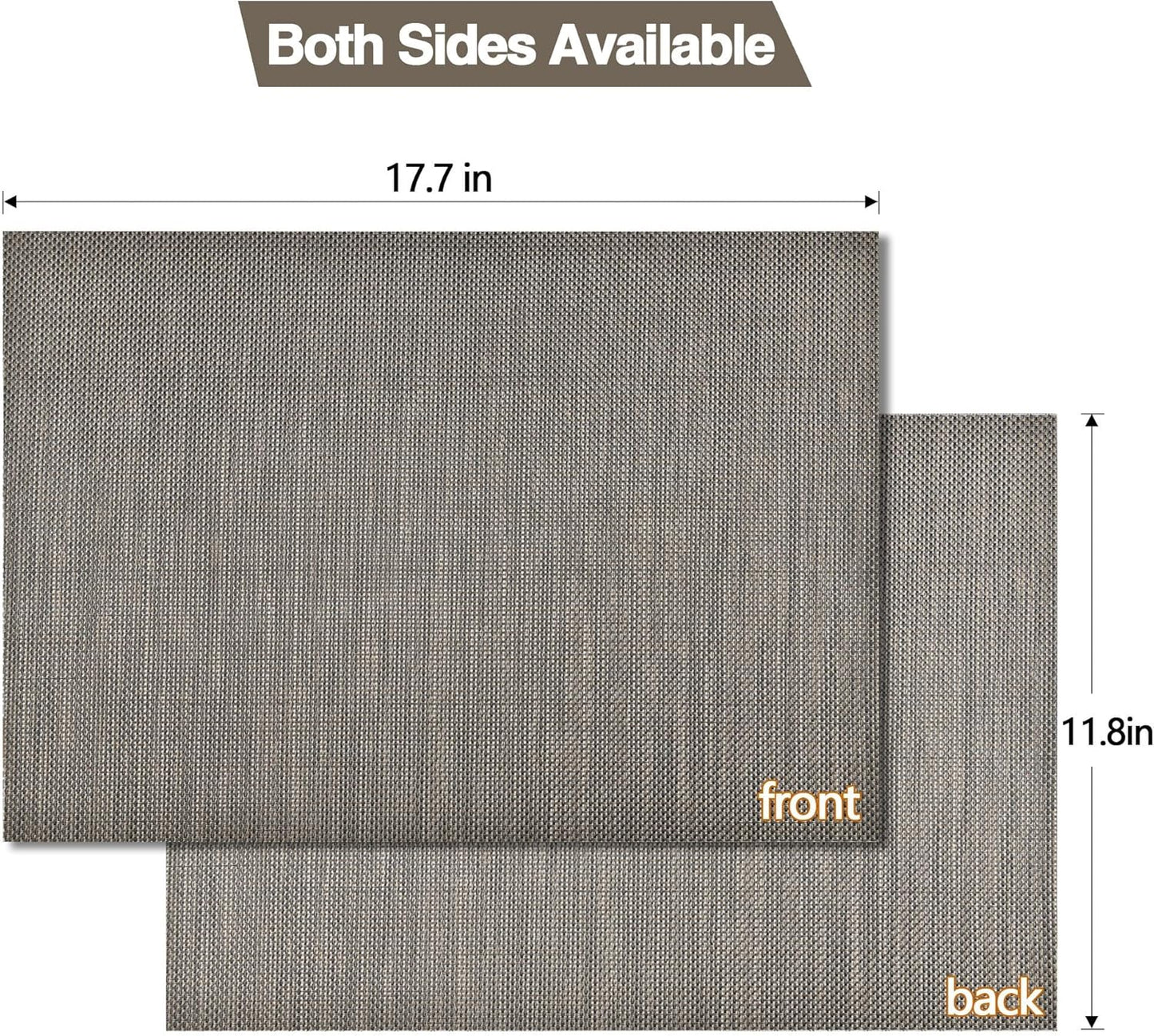 Placemats Set of 4 - Easy Clean Washable Vinyl Placemats - Wipeable Heat Resistant Table Mats for Dining Table - 17.7x11.8 Inch (4, Mint Gray)