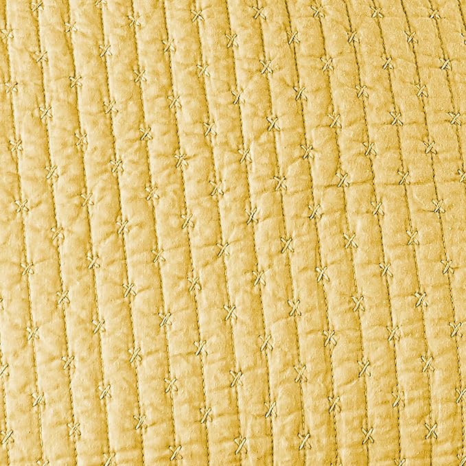 Levtex Home Cross Stitch Reversible Twin XL/Twin Quilt Set (68x86in) with 1 Pillow Sham (26x20in) - Stitch Texture - Yellow - Cotton Twin/Twin Size Quilt Bedding Set - Lightweight, Soft, Pre-Washed