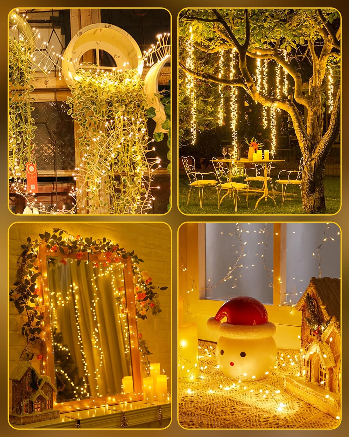 4 Pack Fairy Lights Battery Operated, 5 Feet 60 LED Twinkle String Lights Waterproof Firecracker Starry Lights for DIY Wreath Home Wedding Bedroom Mason Jar Holiday Christmas Decorations, Warm White