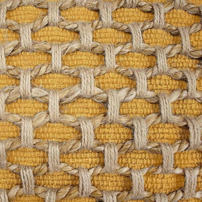 Boho Living Jada Premium Woven Design, Decorative Throw, Living Room Décor, (1) 12" x 20" Pillow Cover, Mustard Yellow