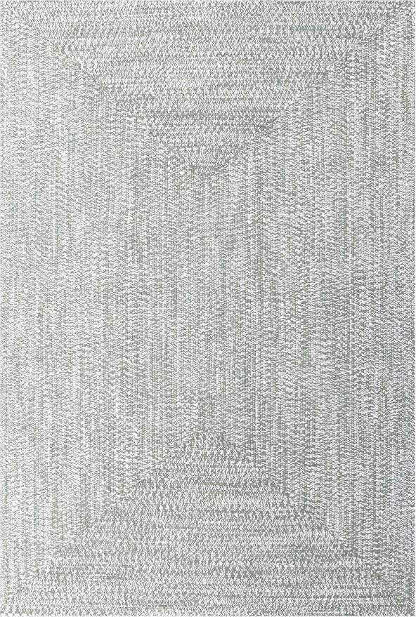Superior Indoor Outdoor Braided Area Rug, Reversible Dual-Tone Home Floor Decor for Kitchen, Entryway, Patio, Front Porch, Deck, Modern, Boho, Farmhouse Style, 8' x 10', Fog Green/White
