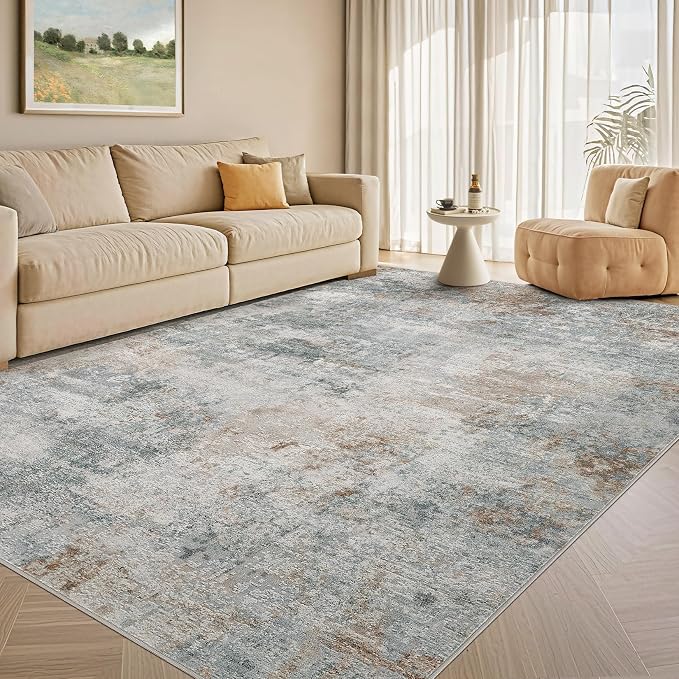 Tortania Area Rug Living Room Rugs - 5x7 Washable Large Soft Neutral Boho Moroccan Bohemian Farmhouse Rug Indoor Floor Carpet for Bedroom Under Dining Table Home Office Decor - Grey Brown