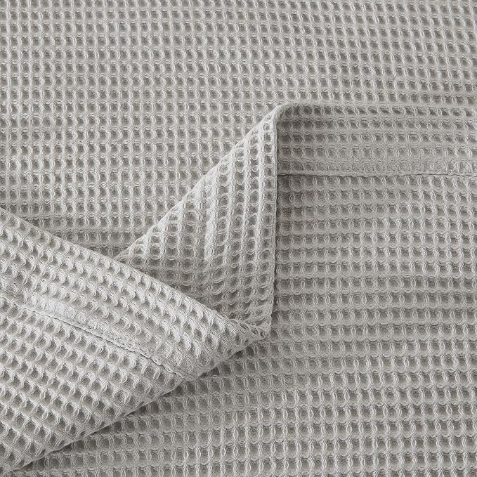 100% Cotton Light Grey Blanket Twin Size for Bed - Breathable and Soft, Waffle Weave for Summer Spring, 90x66 Inches