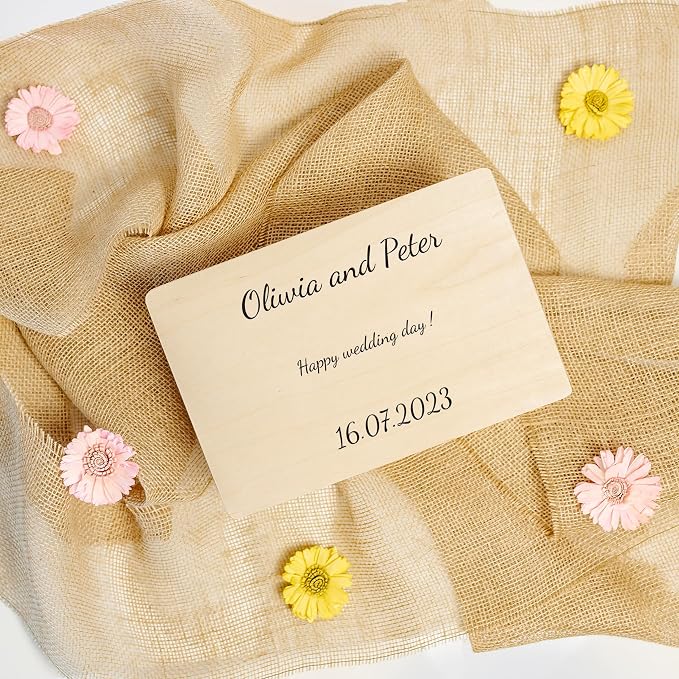 Creative Deco Personalized Wooden Storage Box Wish Text Box | 11.8x7.87x5.51in (+-0.5) | Mutiple Choice | Personalised Text | Hinged Lid Handles & Engraving | UNSANDED Keepsake Memory Souvenir