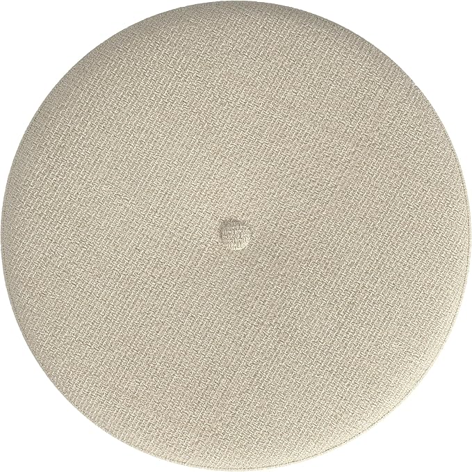 HomePop 18.5" Round Storage Ottoman with Nailheads - Cream Woven