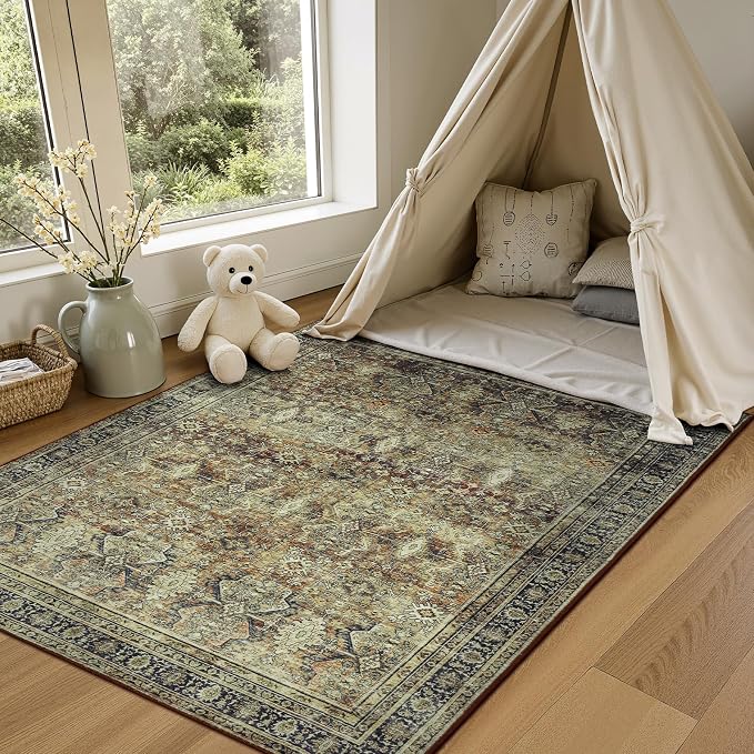 Lofus 3x5 Area Rug for Entryway,Brown Non Slip Area Rugs for Kitchen, Washablee Soft Rugs for Bedroom, Living Room, Tool Room Nursery Room Decor