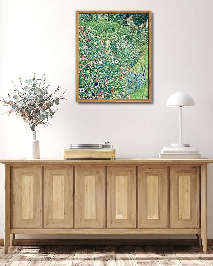 UPWOIGH 16x24 Framed Gustav Klimt Botanical Wall Art | Green Botanical Oil Painting, Vintage Italian Garden Style, Retro Moody Décor, Living Room Bedroom Accent