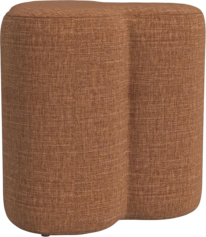 HomePop Upholstered Clover Shaped Ottoman|HomePop Home Décor|Foot Rest Ottoman - Rust Orange Chenille