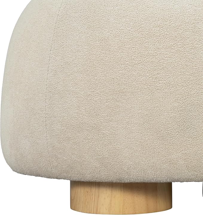 Christopher Knight Home Aria 20.08" Round Fabric Ottoman Stool, Upholstered Footrest with Foam Seat, Modern Accent Ottomans with Wood Legs, Small Footrest for Entryway Living Room, Oatmeal