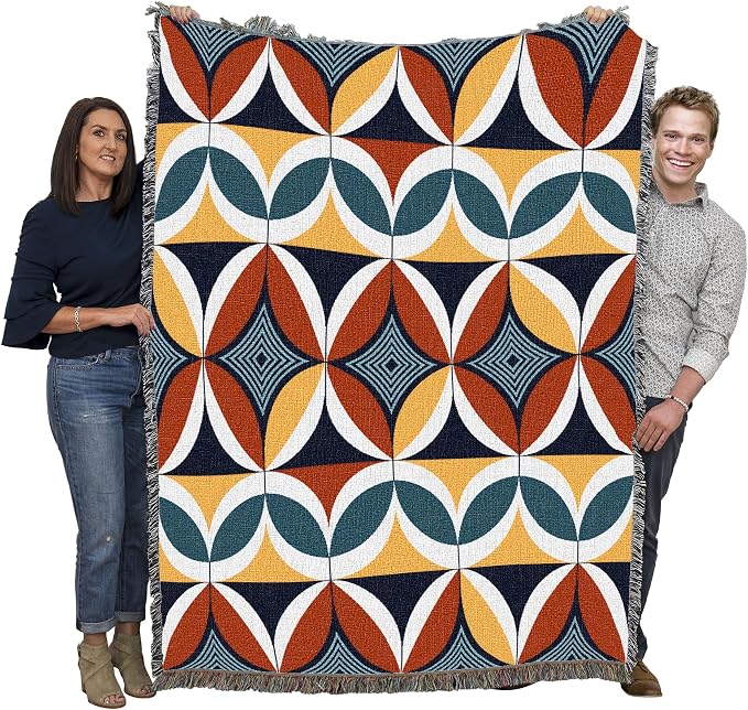 Pure Country Weavers Retro Modern Shapes Blanket - Mid Century Modern - Gift Tapestry Throw Woven from Cotton - Made in The USA (72x54)