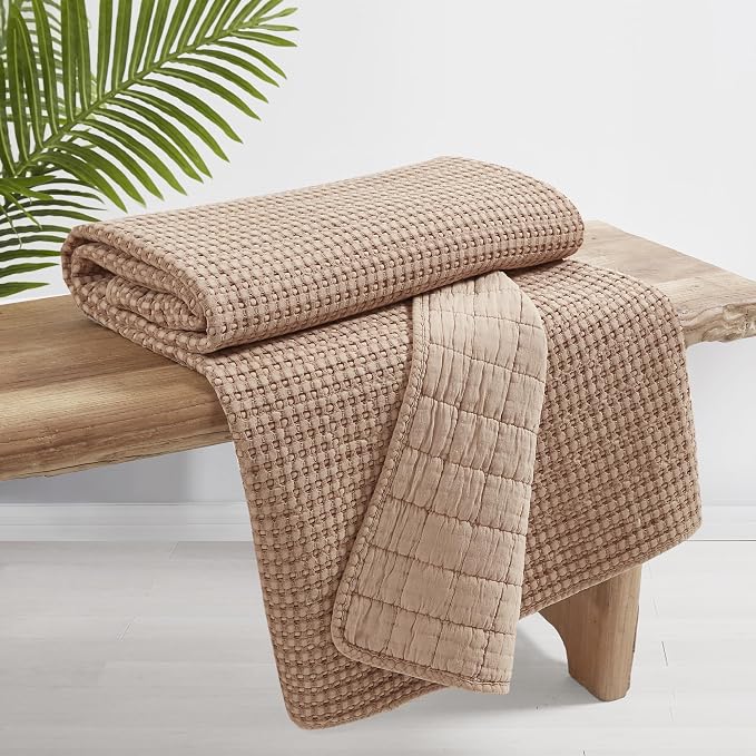 Levtex Home - Mills Waffle - Throw - Blush Cotton Waffle - Throw Size 50 x 60in.