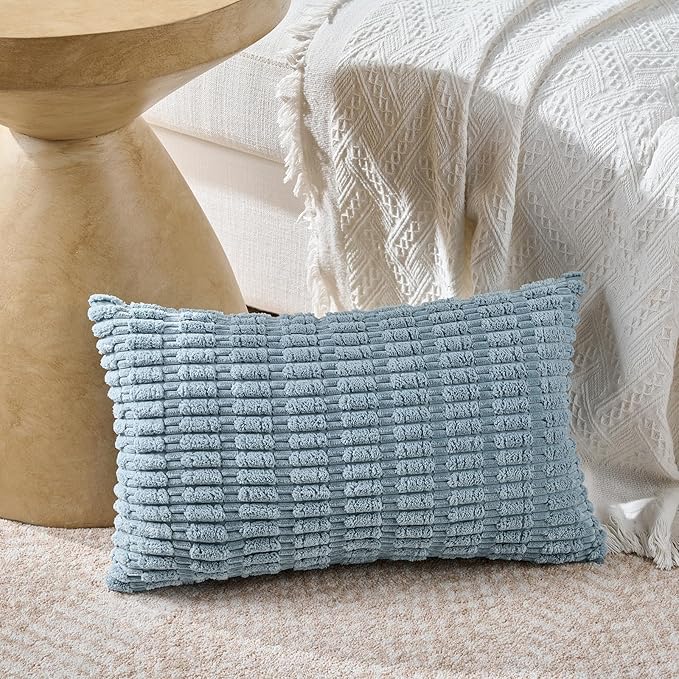 Fancy Homi 4 Packs Decorative Throw Pillow Covers for Living Room Couch Bed, Modern Farmhouse Boho Home Décor Accent Cushion Case, 20" x 12" (Pack of 4), Blue Series