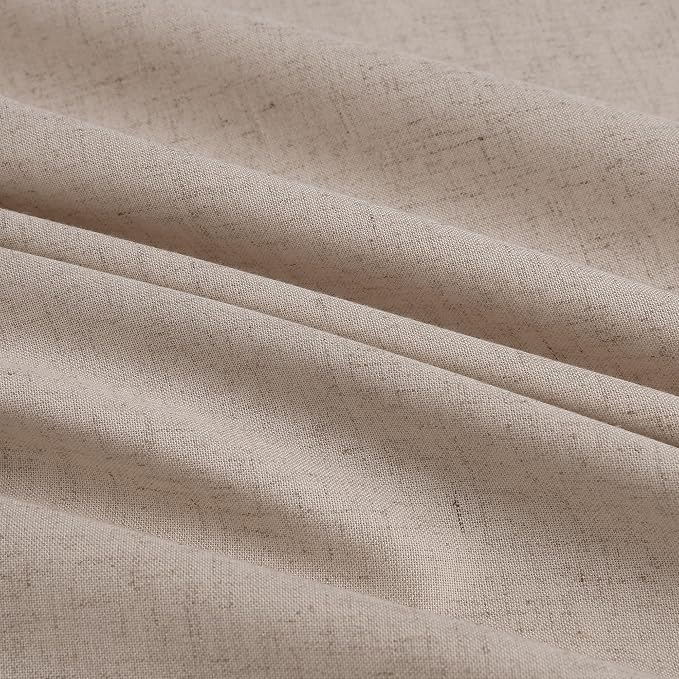 Guken Sand Beige Pinch Pleated Linen Curtains 96 Inches Long 2 Panels for Living Room Bedroom Boho Farmhouse Back Tab Privacy Light Filtering Semi Sheer Pinch Pleat Drapes with Hooks Rings 40x96