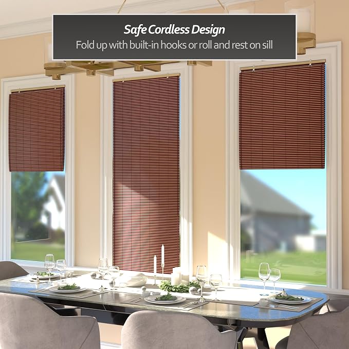 Red Lantern Bamboo Cordless Window Shade - Mahogany, 24" Wide