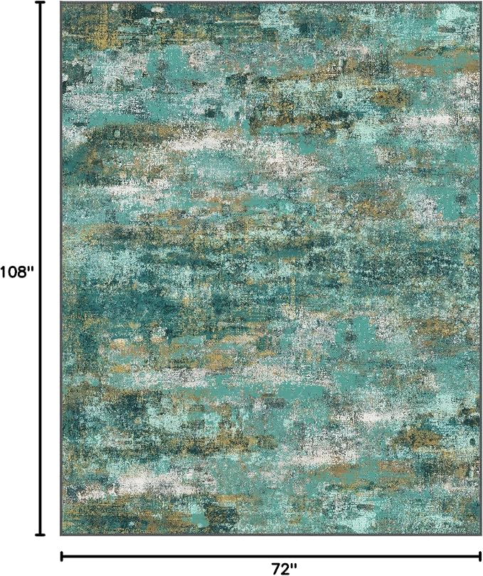 BEIMO Area Rugs 6x9 for Living Room Bedroom, Modern Abstract Machine Washable Rug, Large Soft Low Pile Floor Carpet with Non Slip Backing for Dining Room, Turquoise
