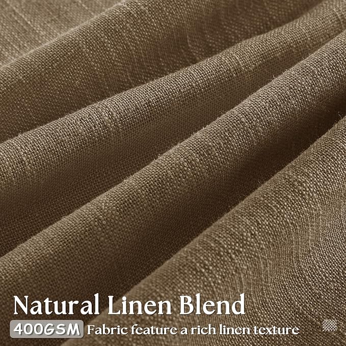 Dutch Cocoa Pinch Pleated Linen Curtains 90 Inches Long 60 Inch Width Linen Blend Light Filtering Window Curtains 90 Inch for Living Room Bedroom Patio Pinch Pleat Drapes Hooks Rings 1 Panel 60Wx90L