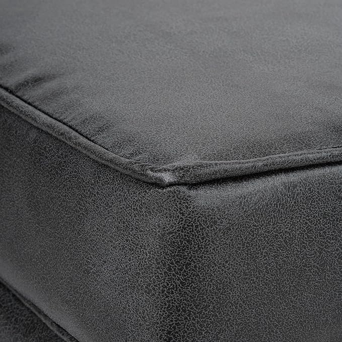 HomePop Square Ottoman with Lift Off Top - Gray Faux Leather Small