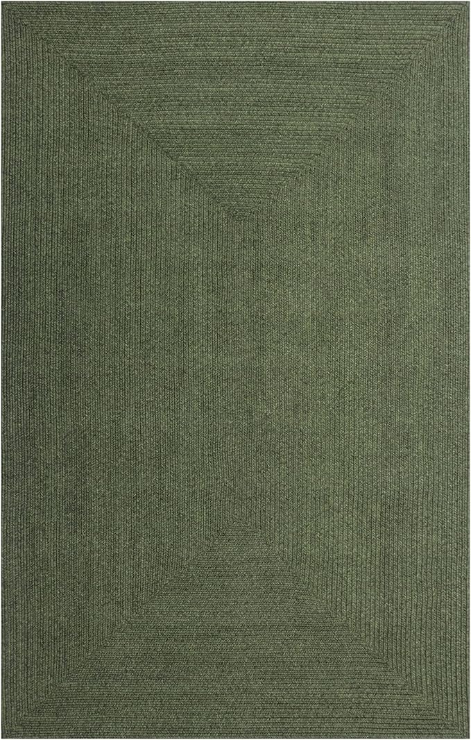 Superior Indoor/ Outdoor Large Area Rug, Reversible Braided Home Floor Decor for Living Room, Kitchen, Entryway, Patio, Front Porch, Deck, Modern, Boho, Farmhouse Style, 8' x 10', Green